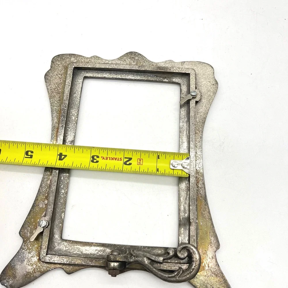 Vintage‎ Ornate Silver Tone Metal Picture Frame Art Nouveau Scrollwork 4x6